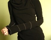extra long sleeved cowl top Black