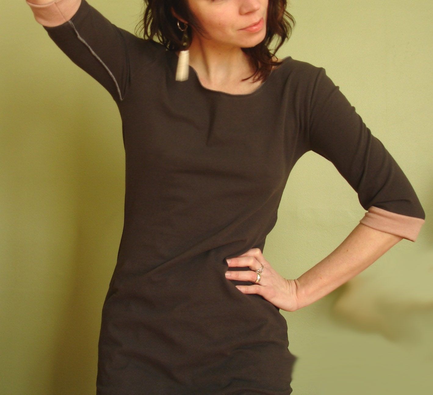 half sleeved scoop neck tunic CEMENT/CLAY PINK - joclothing