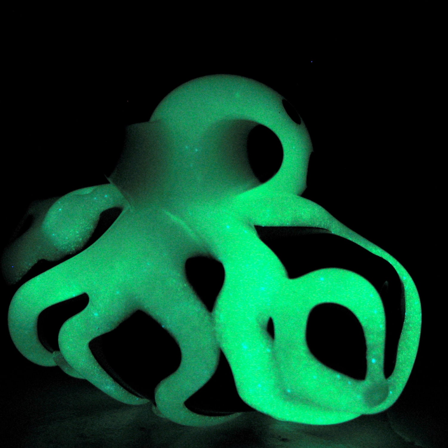 Glow in the Dark Octopus Dread Bead Glass by FullBlownGlass