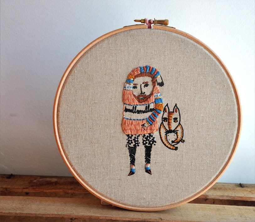 Small Feet 1 - mixed media embroidery hoop art