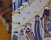 Blue and Brown covered journal with lined paper, Japanese papered covers
