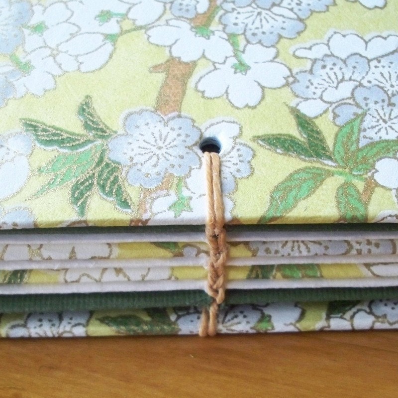 Yellow and Green Watercolor Doodle Book - Cherry Blossoms
