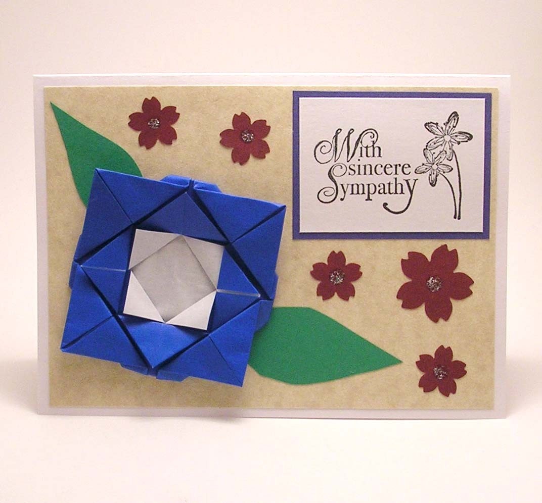 Origami Flower With Sympathy card (blue)