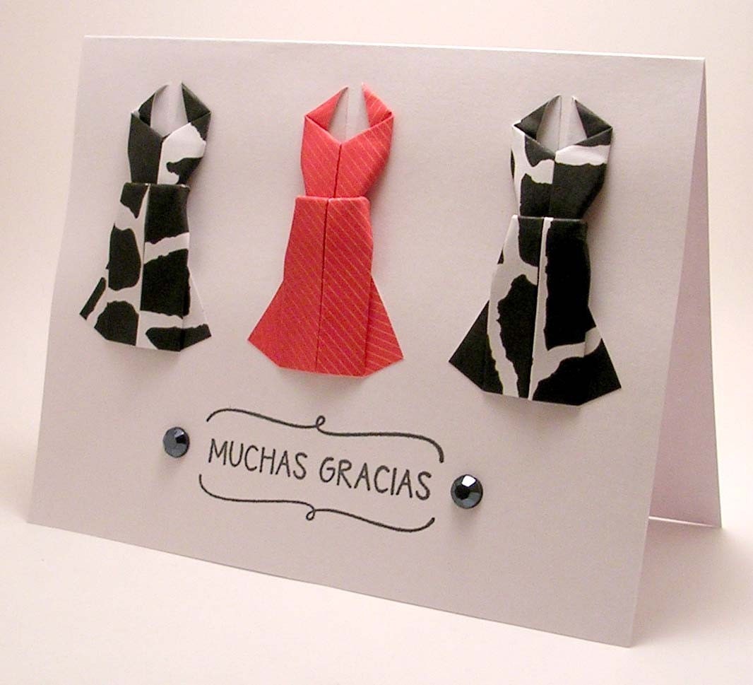 Origami Dress Muchas Gracias card (punch black)