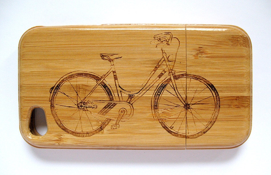 Bamboo iPhone 4/4s case - Bicycle cruiser motif