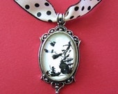 Peter Pan Choker Necklace, pendant on ribbon