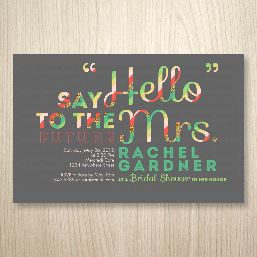 Stripes and Glitter - Printable Invitation - Bridal Shower