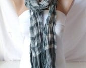 Unisex Scarf, Viscone Scarf, Cotton Scarf mix with plaid design