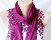 Purple Scarf. Lace Scarf...Cotton Scarf..Women Fashion