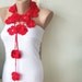 SALE - Handmade Crochet Red Flower Lariat, Scarf, Necklace