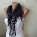 Dark blue Cotton Scarf with Lace