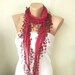 Garnet, Ruby Cotton Scarf with Lace