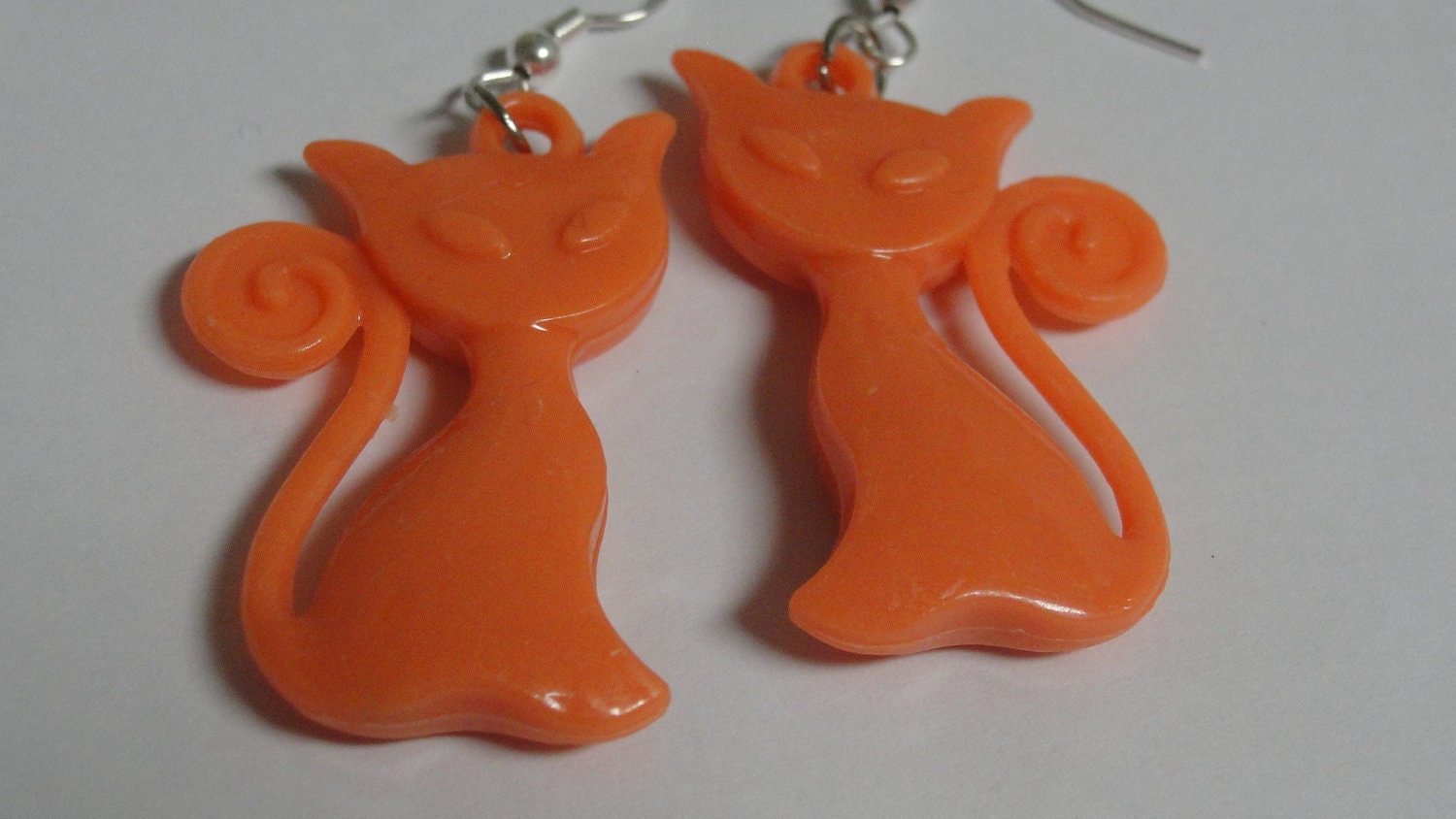 Orange Cat Acrylic Dangle Pierced Earrings