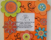 Bright Boho Floral Altered Wood Picture Photo Frame for Girls Room Decor or Birthday Gift
