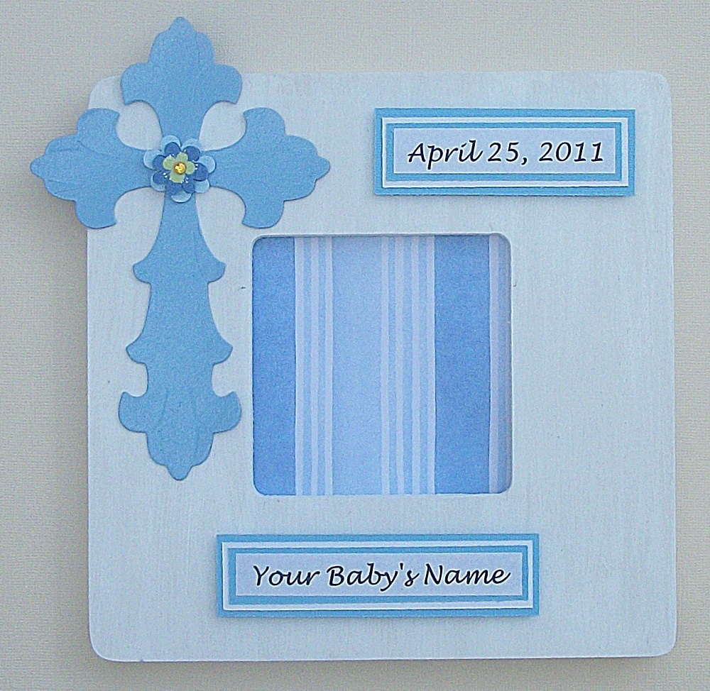 Blue Christening Cross