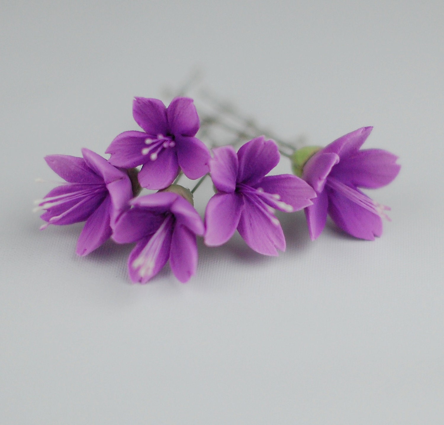 Purple Sakura Cherry Blossom Hairpins