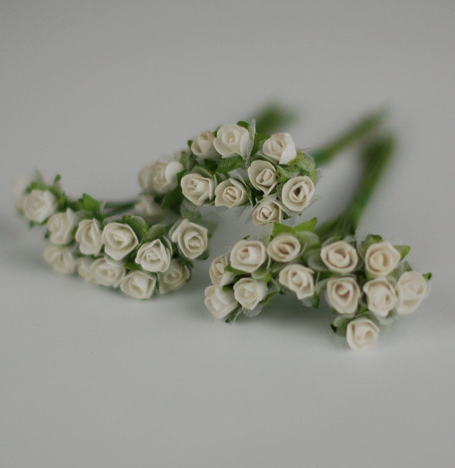 Miniature White Paper Rose Stems