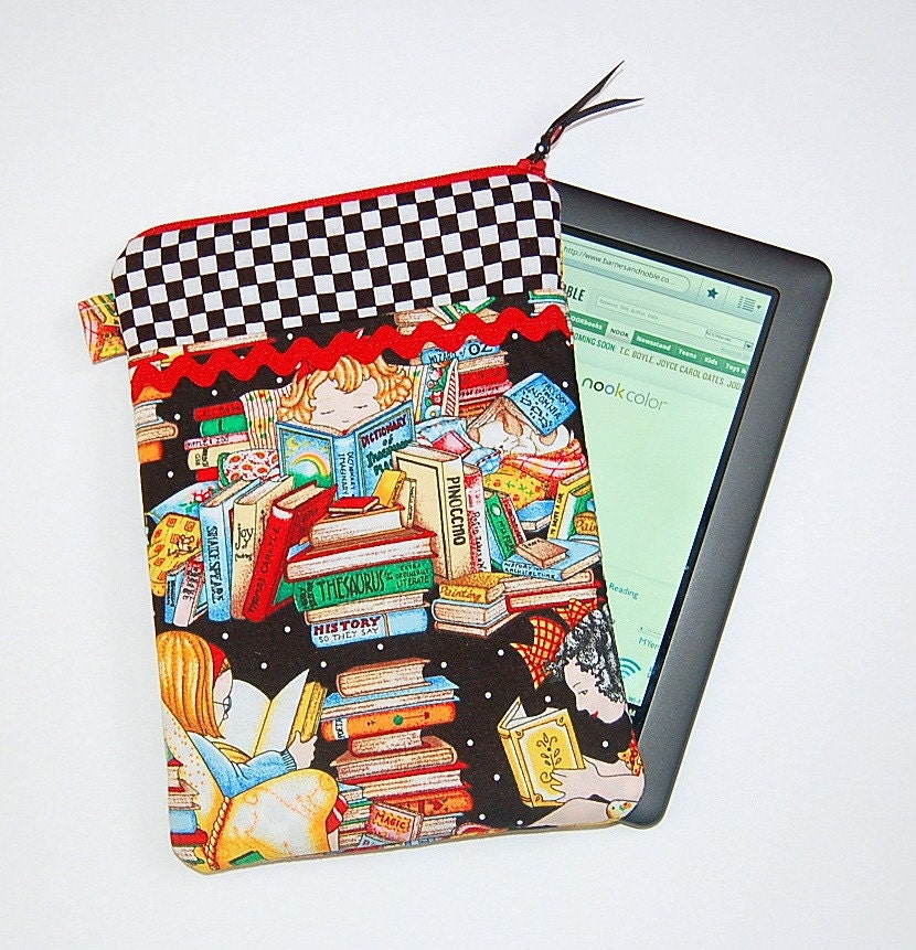 iPad Mini / Kindle Fire HD / Kindle Fire / Nook Color Tablet / Nexus 7 Padded Cover - Handcrafted from Mary Engelbreit's Girl Reading Books