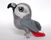 Needlefelted Bird African Grey Needle Felted Parrot