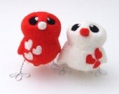 Wedding Cake Topper Birds Tangerine Tango Dark Orange Opposites Love Birds