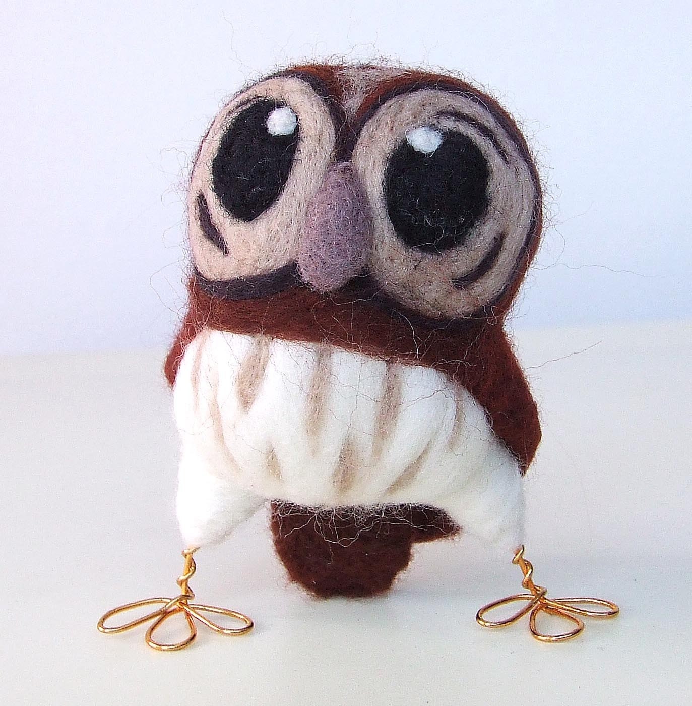 Needlefelted Owl Little Tawny Owl in chestnut brown