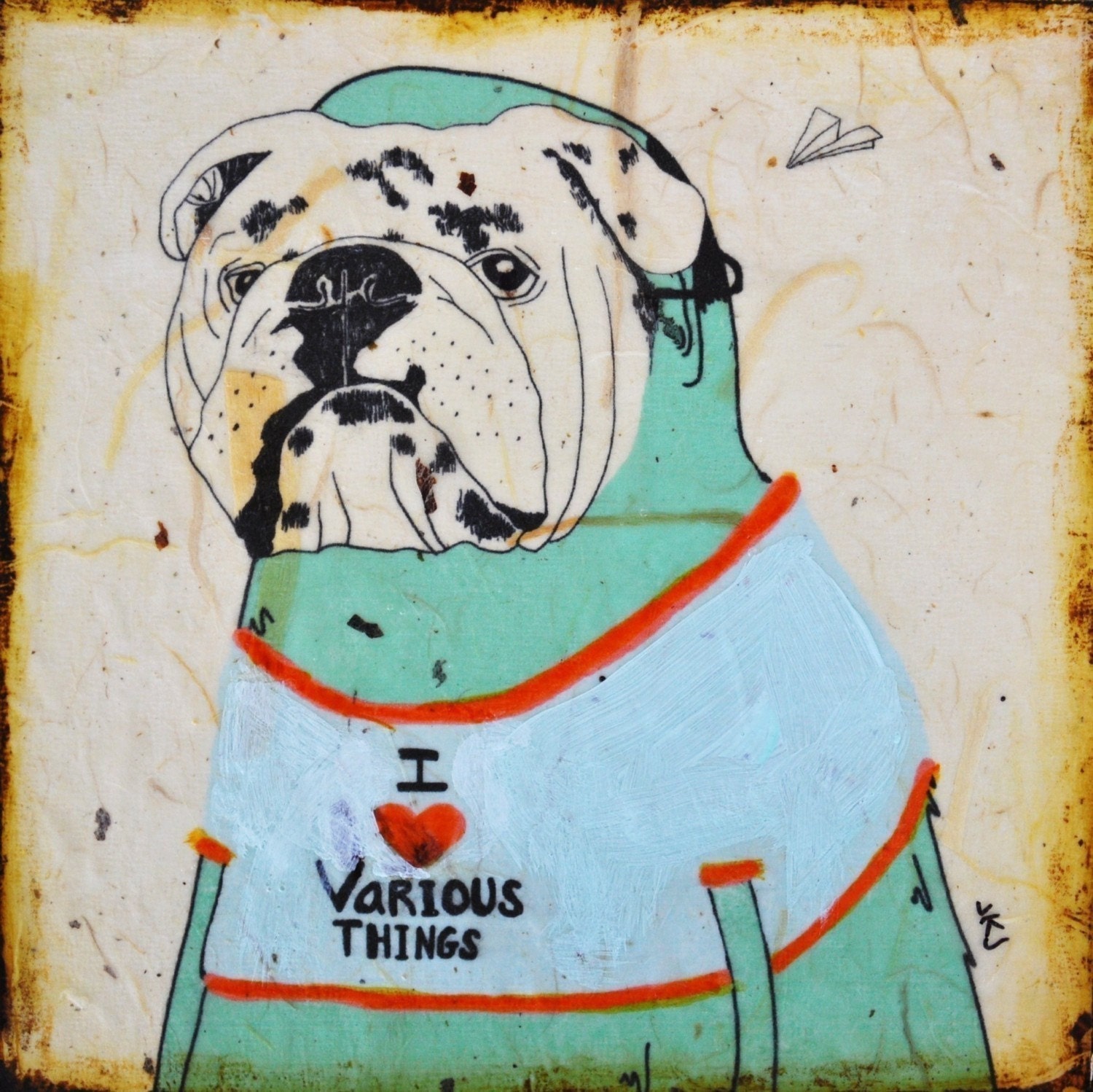 I Heart Various Things-mixed media print on wood