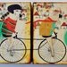 Cycling-mixed media prints on wood panels