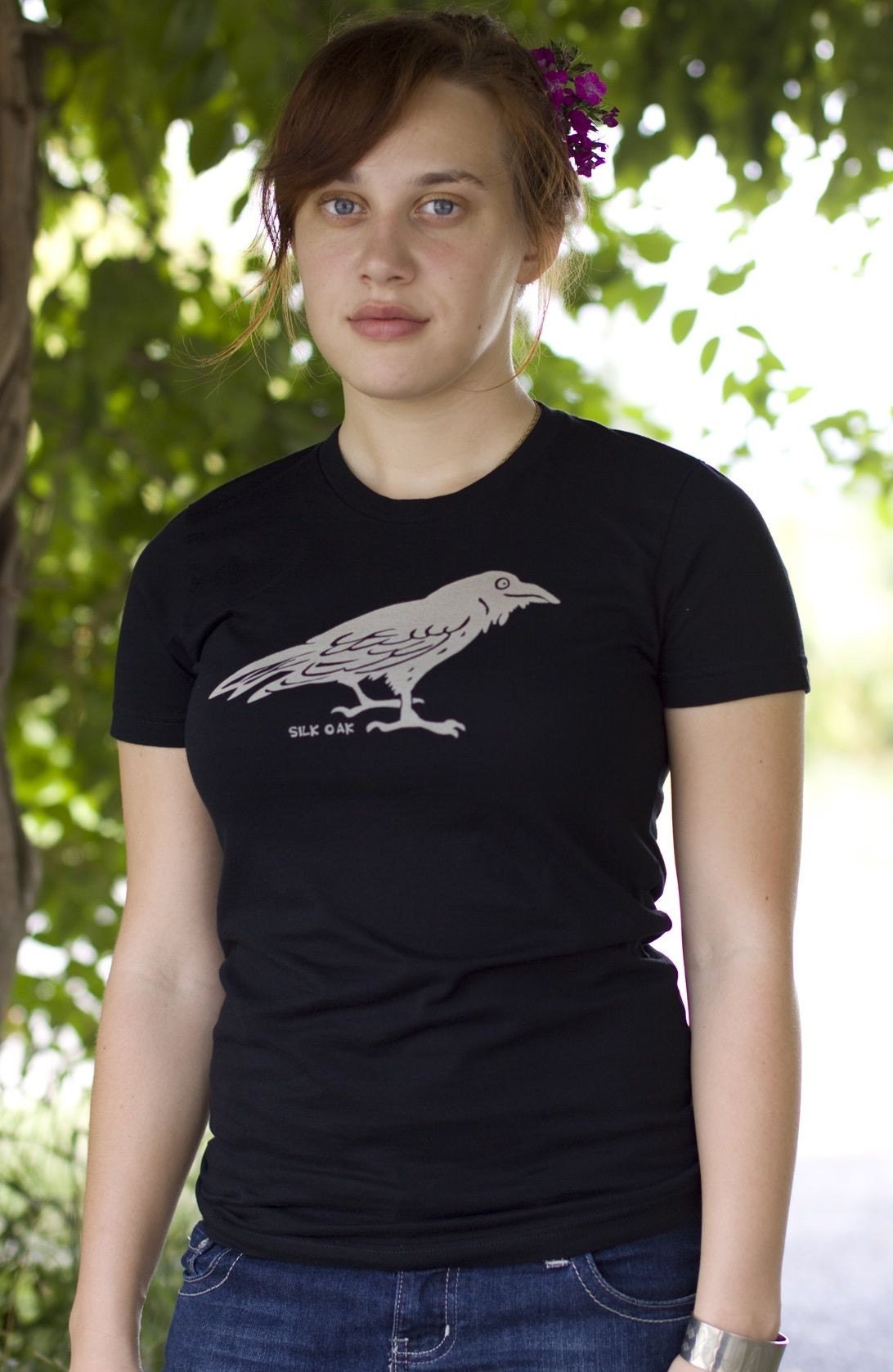Midnight Black Raven Women's Short Sleeve Jersey Tee