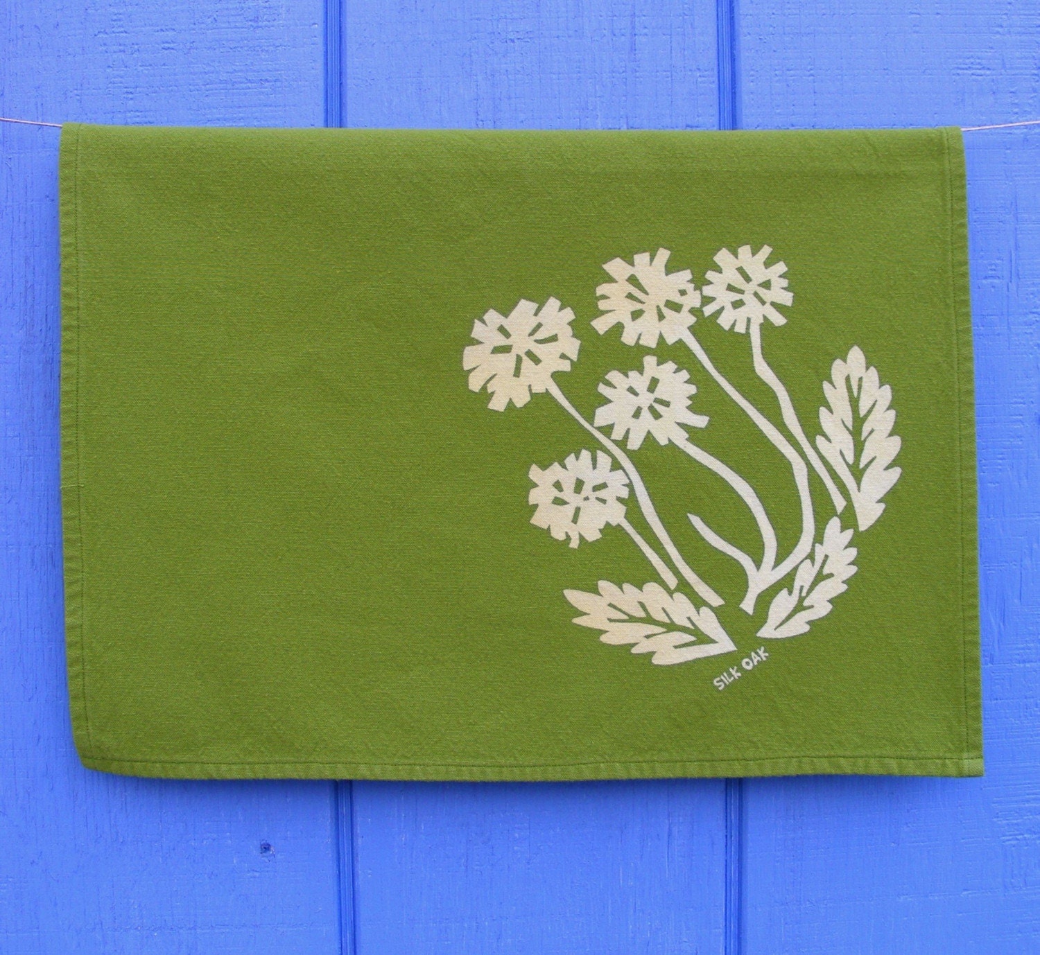 Spring Green Dandelions Organic Tea Towel