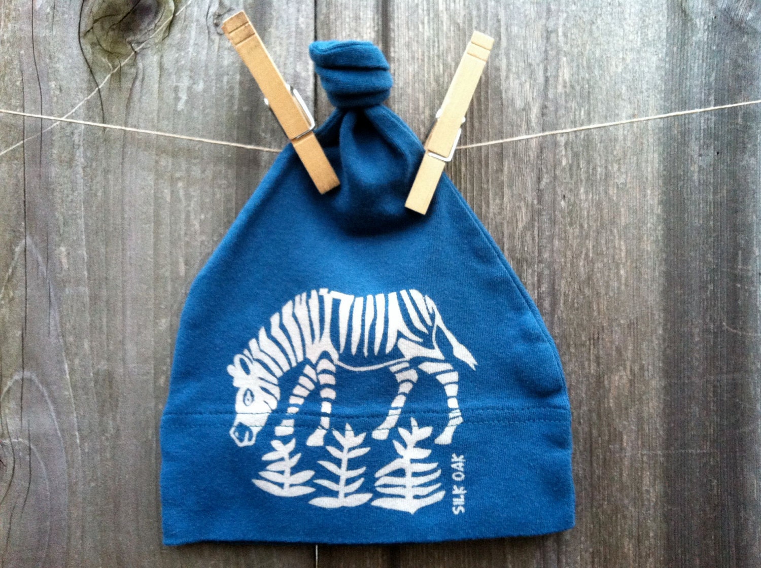 Zebra Infant Hat Organic Galaxy Blue Hand Silkscreened
