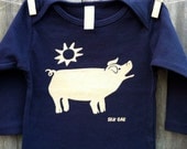 Navy Blue Pig Long Sleeve Infant Tee