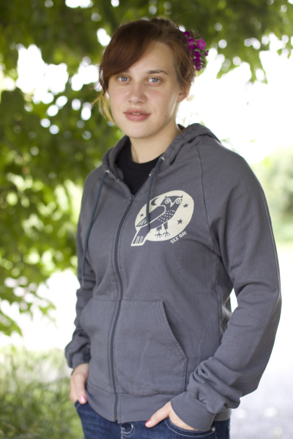 Woodland Grey Owl Hooded Sweatshirt S, M, L, XL, 2XL