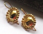Small goldplated silver dome earrings, Handmade gold coated sterling dangle earrings