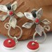 Silver flower and Coral earrings Handmade sterling silver jewelry
