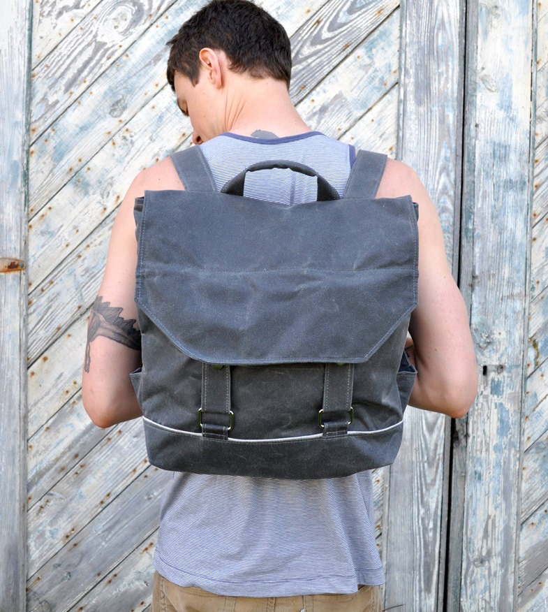 Waxed Canvas Backpack - The Fort Ethan Backpack in Charcoal