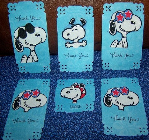 SNOOPY Thank You Cards by mulberrypatchworks on Etsy