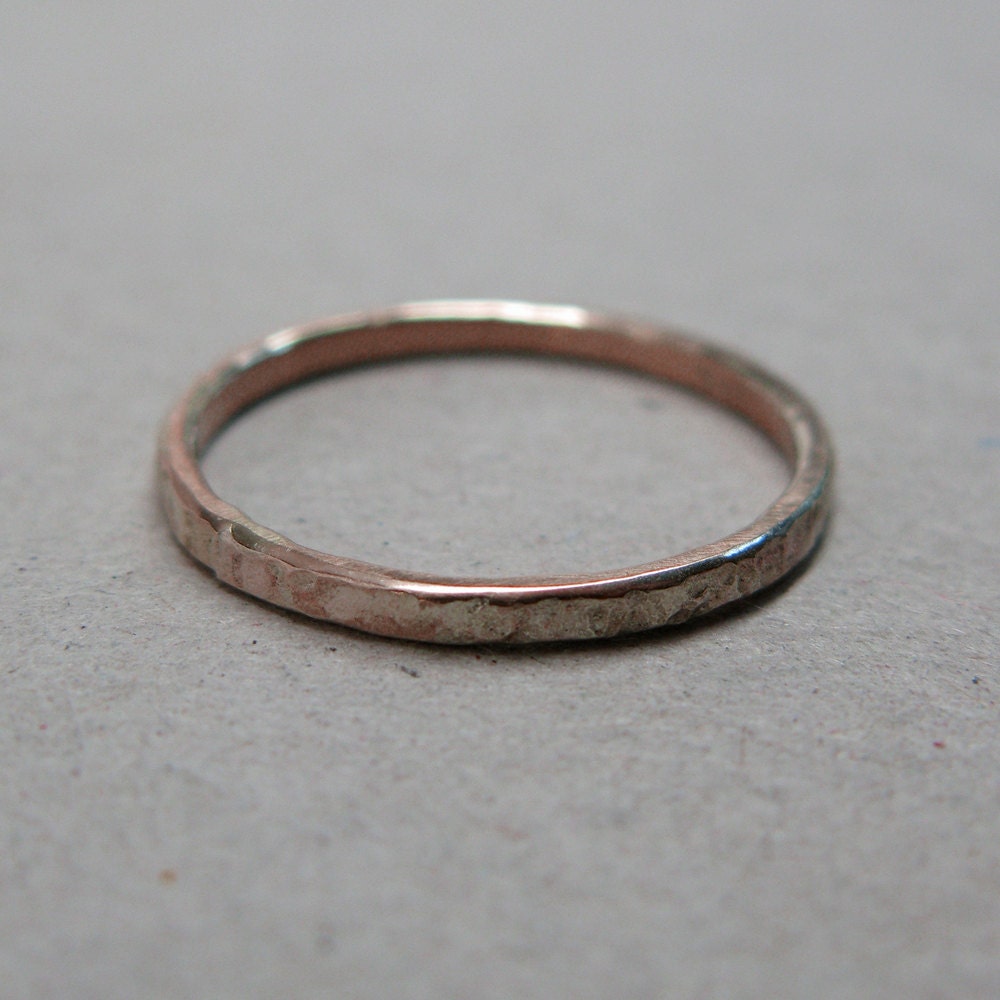 14k Forged Red Gold Nugget Wedding Ring Band