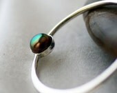 Handmade Sterling Silver Circle with Rainbow Pearl Pendant Necklace