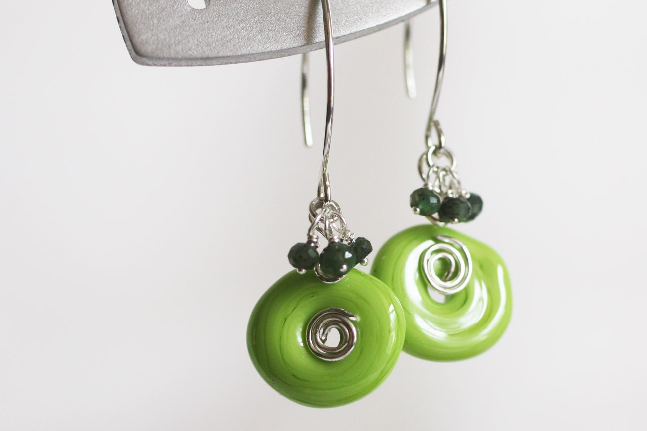 Limeade Lamp Work Glass Earrings