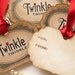 Red Christmas Tags - Vintage Style - Set of 5 - Twinkle Twinkle with Bright Red Ribbon 2012