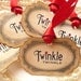 Red Christmas Tags - Vintage Style - Set of 5 - Twinkle Twinkle with Bright Red Ribbon 2012