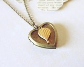 Up. Antique Brass Heart Locket and Balloon Necklace