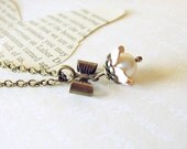 Brass Bow and Pearl Necklace