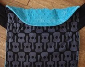 Mei Tai Baby Carrier- Groovy Guitars, turquoise minky