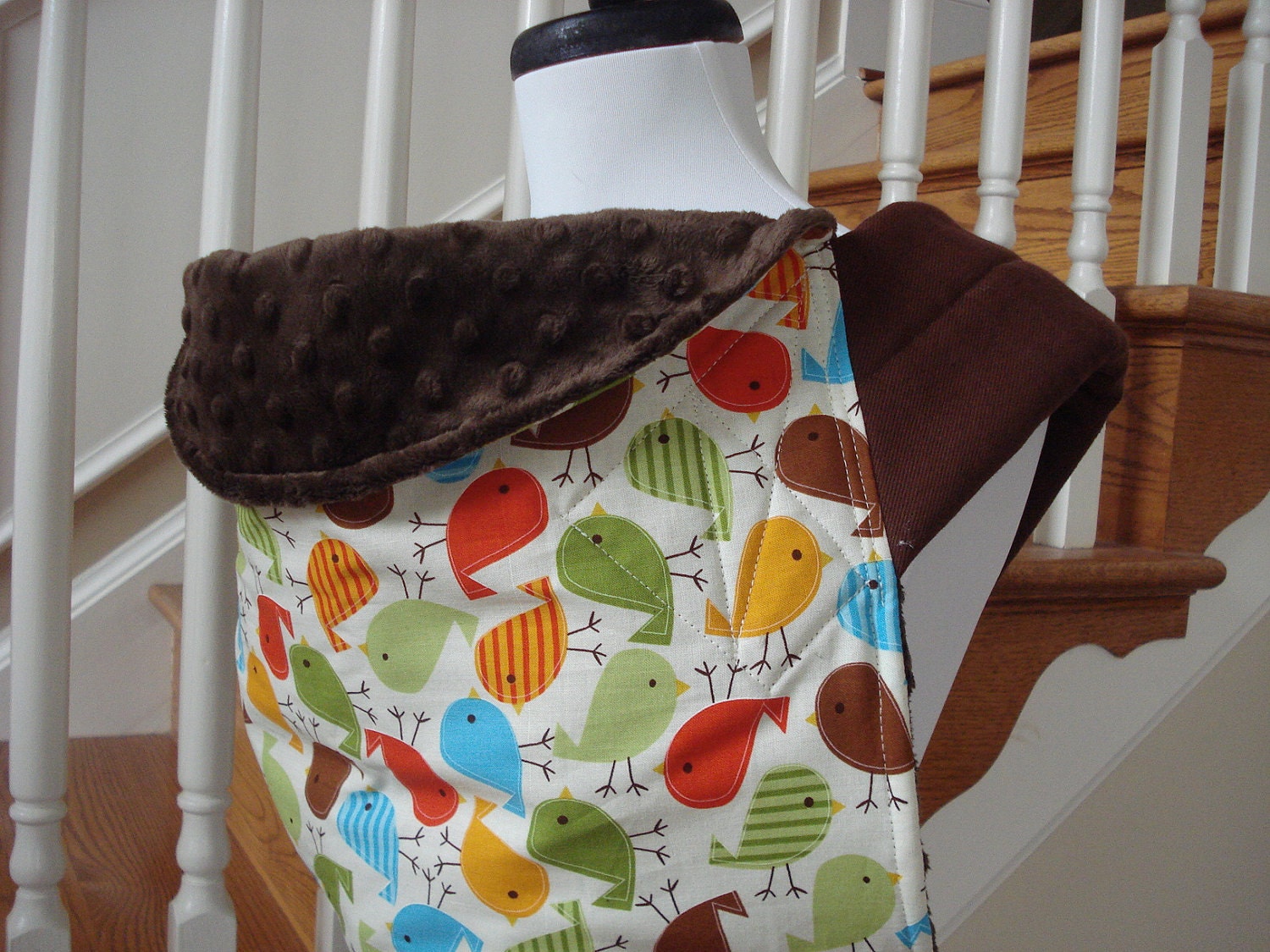 Mei Tai Baby Carrier- Little Birdie, brown minky
