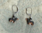 Dashhound bi color dog earrings in handpainted