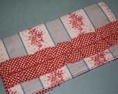 blossoms and blue zippered pouch