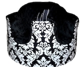 Home of the Orignial Bumbo Seat COVER in Michael Miller's Black/White Dandy Damask with Black Minky Upgrade