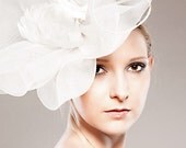 Bridal Crinoline Cocktail Hat Champagne Ivory Crinoline Headpiece Weddings Bridal Wedding Head Dress Fascinator Haute Couture