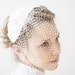 Mini-Bridal-Cocktail-Hat-Delicate-Weddings-Bridal-Off-White-Silk-Headpiece-Hand-Rushed-Unique-Detachable-Birdcage-Veil-Done-To-Order